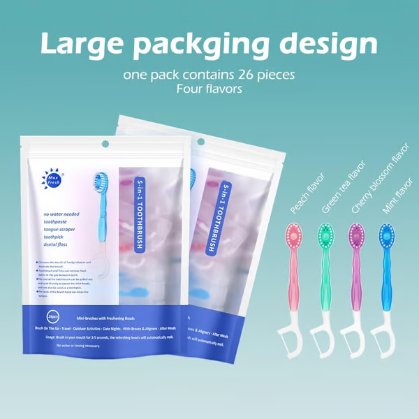 5 in 1 Mini Toothbrush Floss Tongue Scraper Toothpick Set