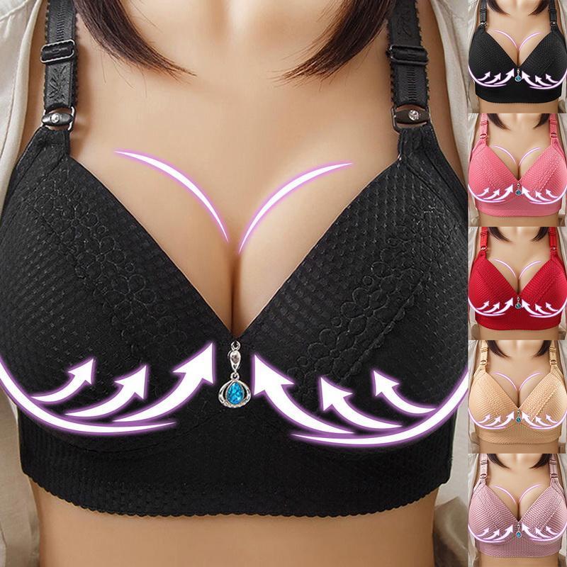 Women Back Buckle Cotton Bras Wire Free Plus Size  Shoulder Straps Brasieres Comfort
