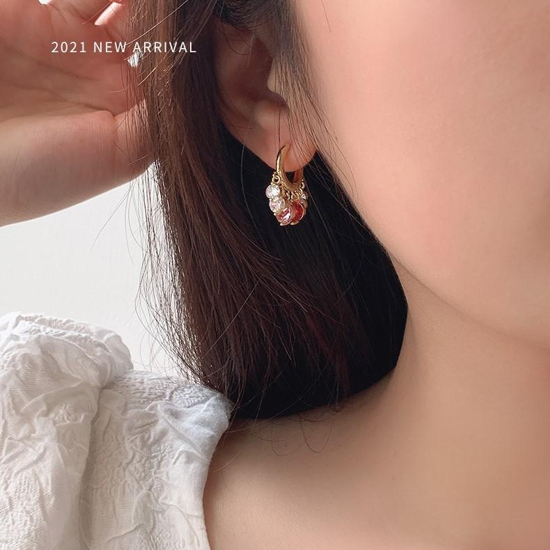 Shiny Colorful Zircon Drop Hoops