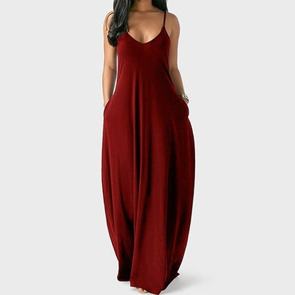 Solid Slant Pocket Dress