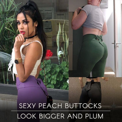 Bow Solid Color Fitness Sports Leggings Womens High Waist Slim Peach Hip Elastic Yoga Pants