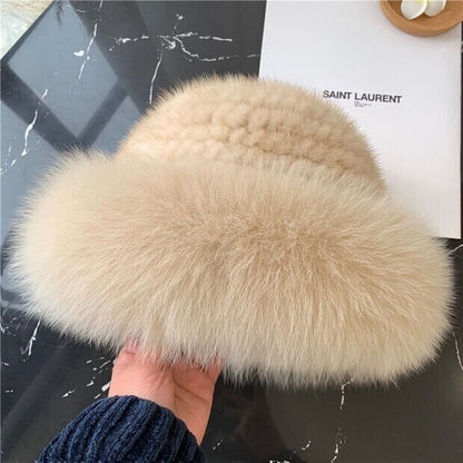 🏆Flash Sale⚡Mink fox fur braided real hair warm thick basin hat