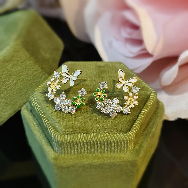 Vintage Floral Butterfly Earrings